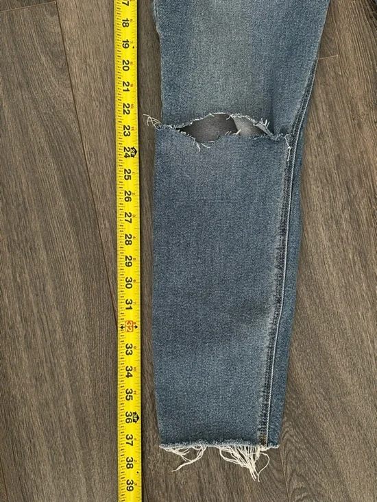 Women's High Rise Skinny Distressed Denim Jeans Faded Blue Frayed Size 12 - Picture 7 of 9